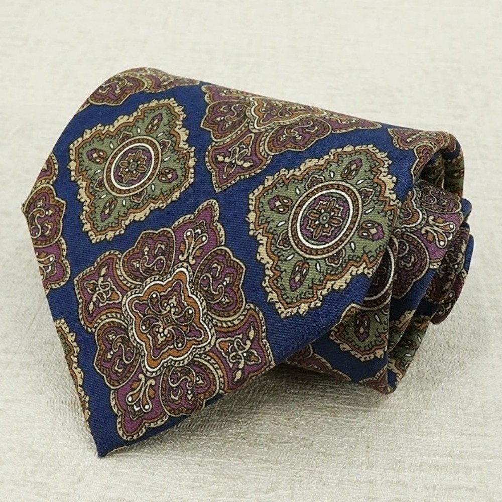 Vintage Christian Dior Monsieur Mens Tie Medallion Print Multi‎ Color USA